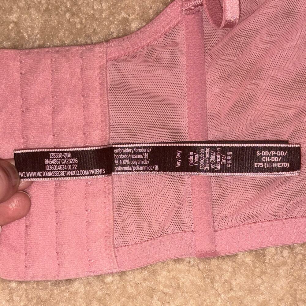 Victoria's Secret Floral Embroidered Bustier Crop Top Pink Mesh Size Small DD - Picture 5 of 6